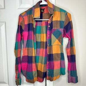 COLORFUL PLAID BUTTON UP SHIRT
